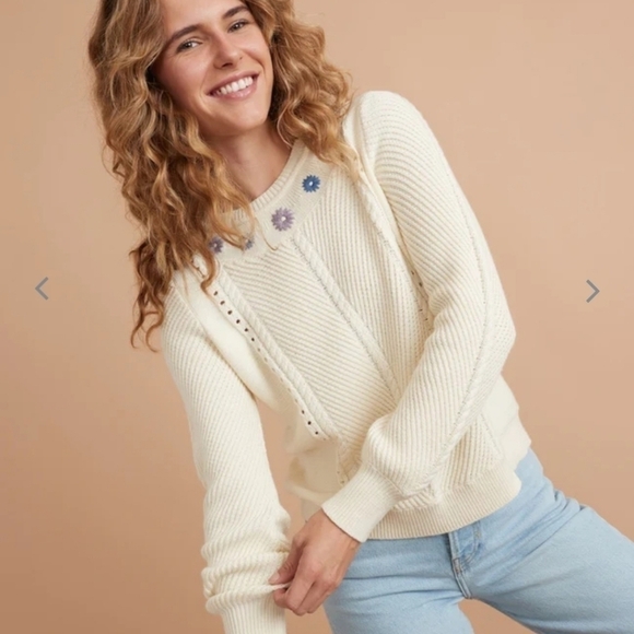 Marine layer Jada Crewneck Sweater in Ivory - Picture 5 of 8